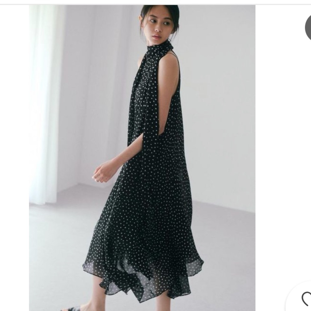 Zara Black Polka Dot Midi Dress
